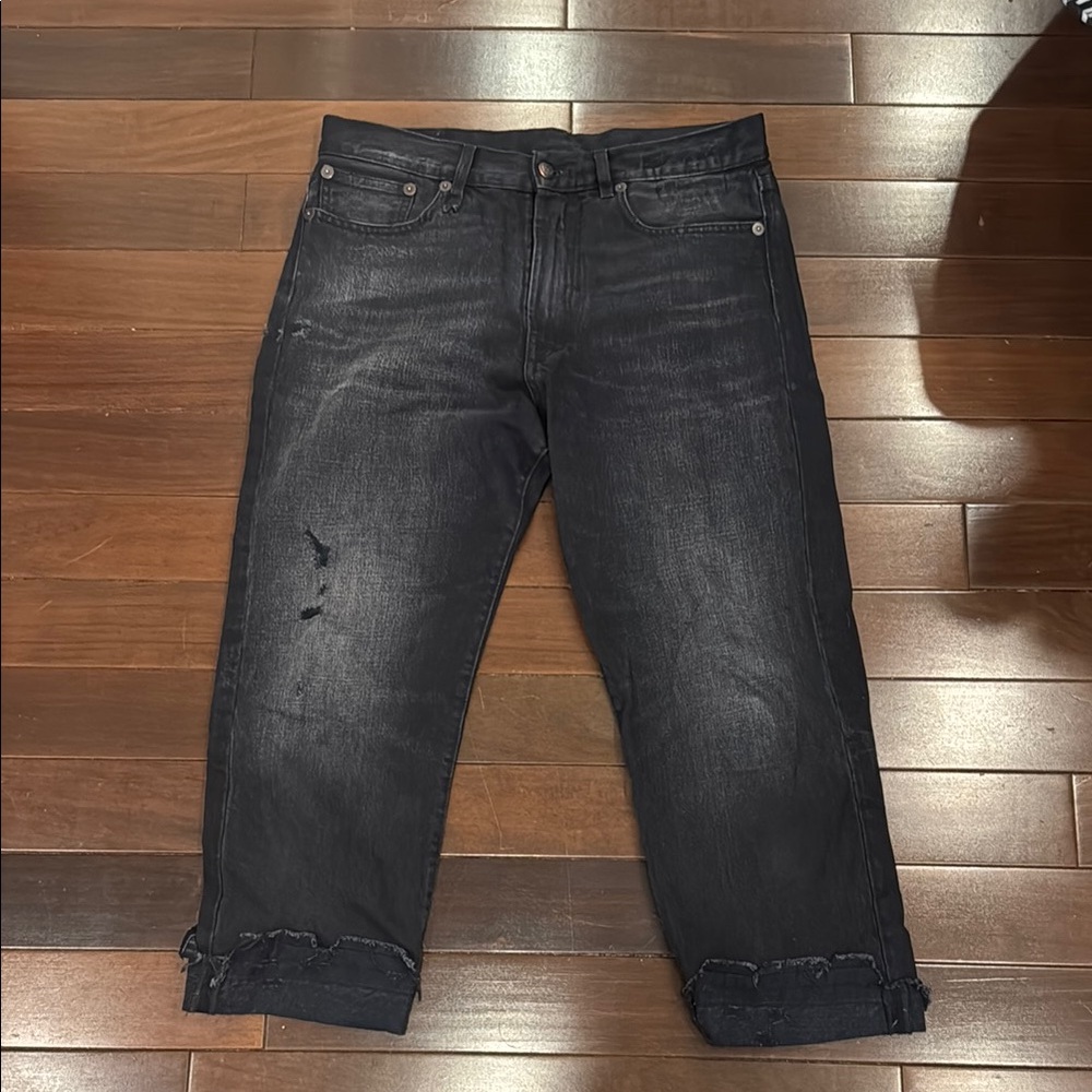 R13 Black Boyfriend Jeans with Rolled Cuffs